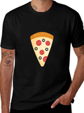 Pizza Slice Graphic Tee - Black Casual T-Shirt