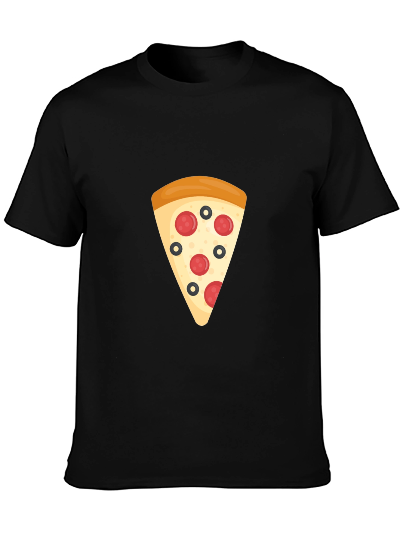 Pizza Slice Graphic Tee - Black Casual T-Shirt
