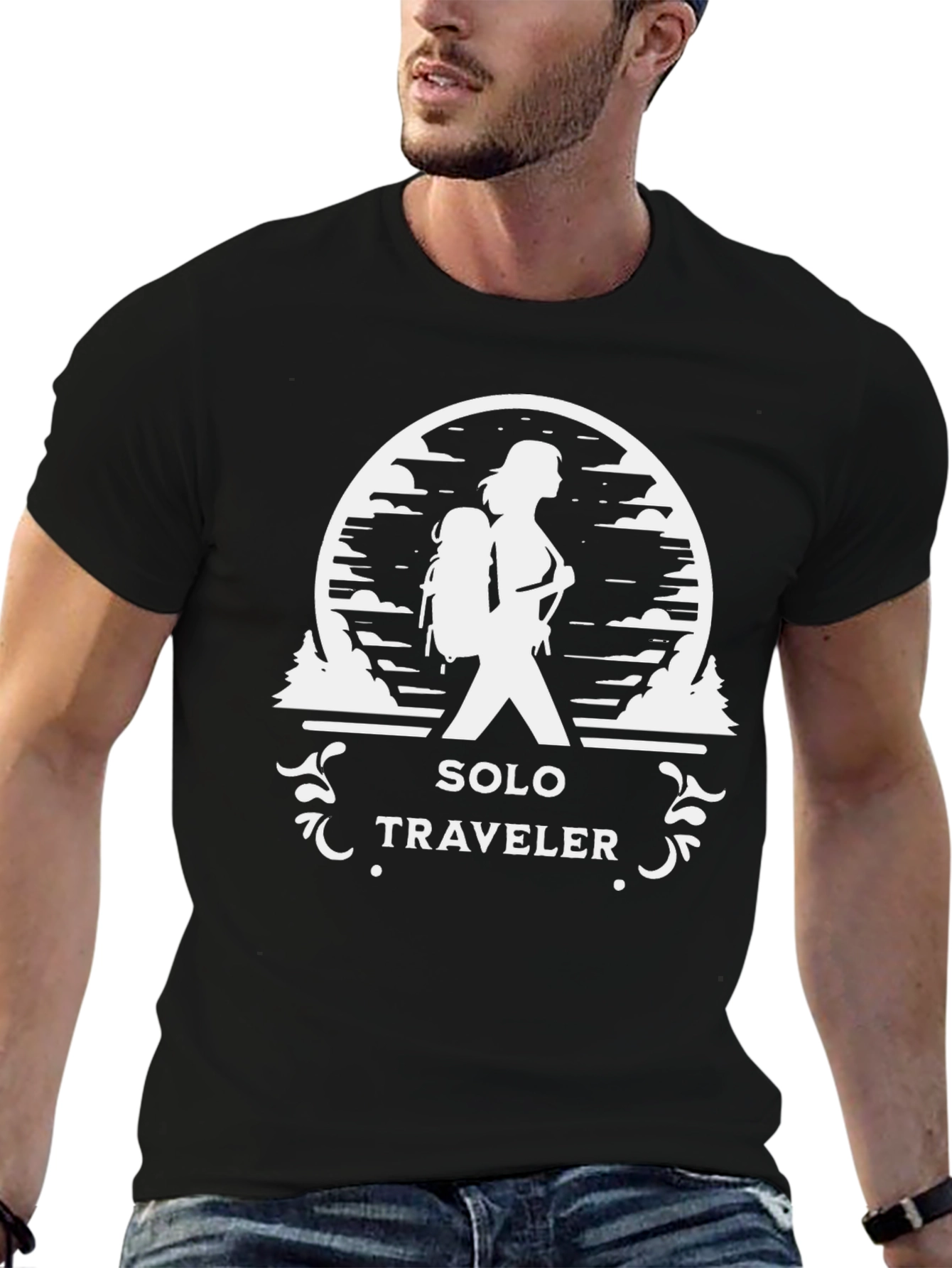 Solo Traveler Black Graphic Tee