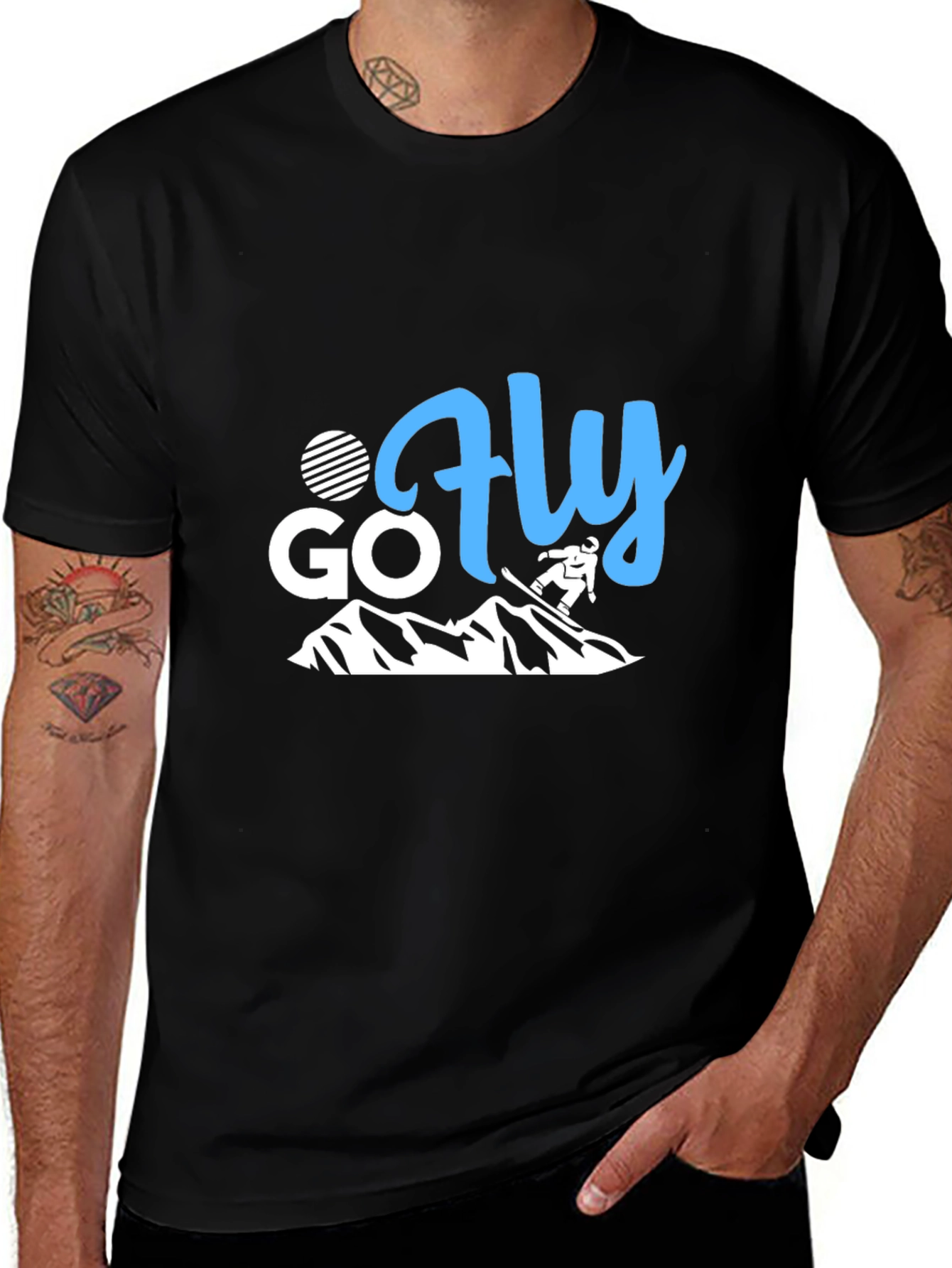 Go Fly Mountain T-Shirt - Black Crew Neck