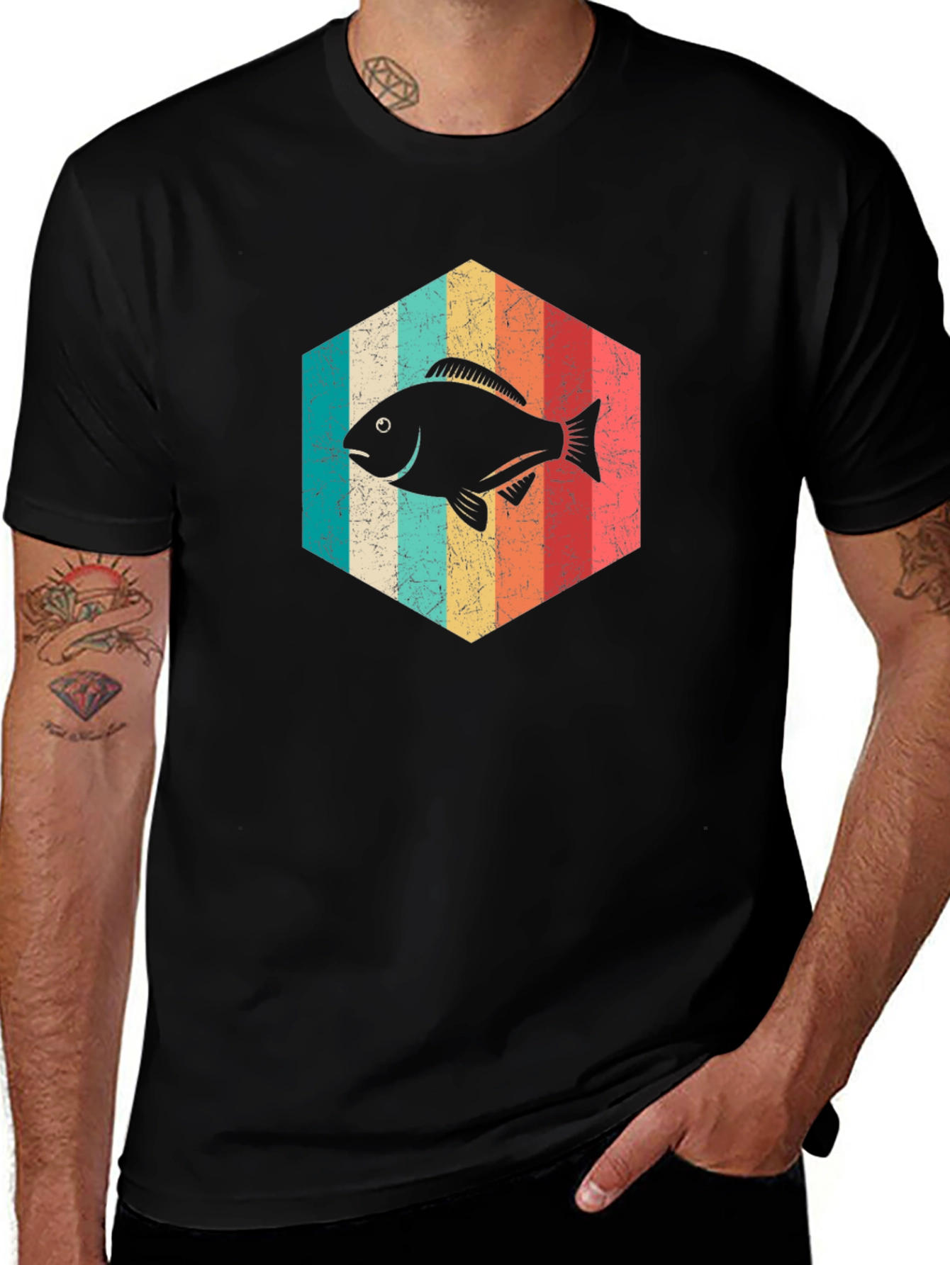 Retro Fish Graphic Tee - Black