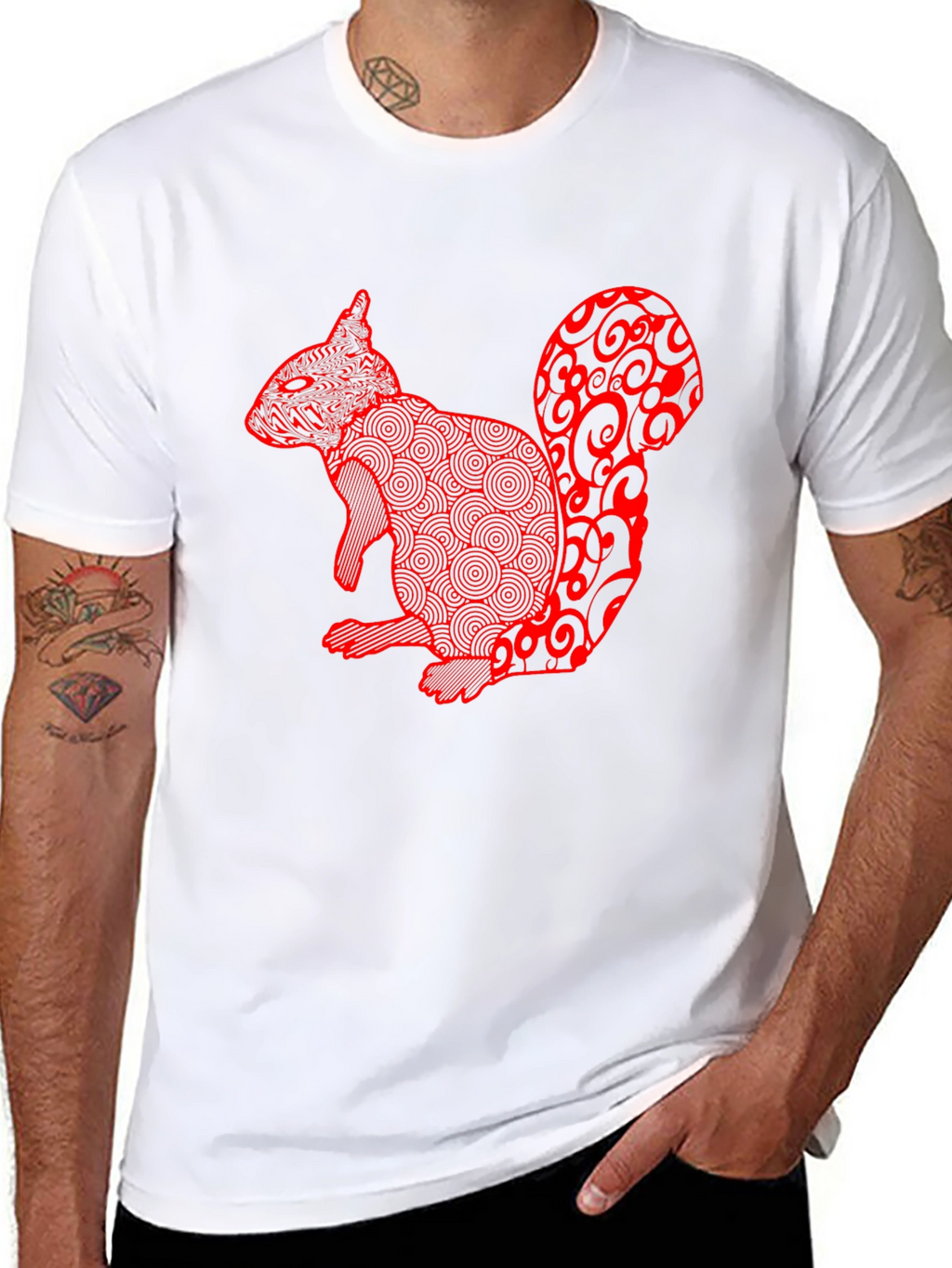 Squirrel Graphic Tee - Black Cotton Blend Casual Wear