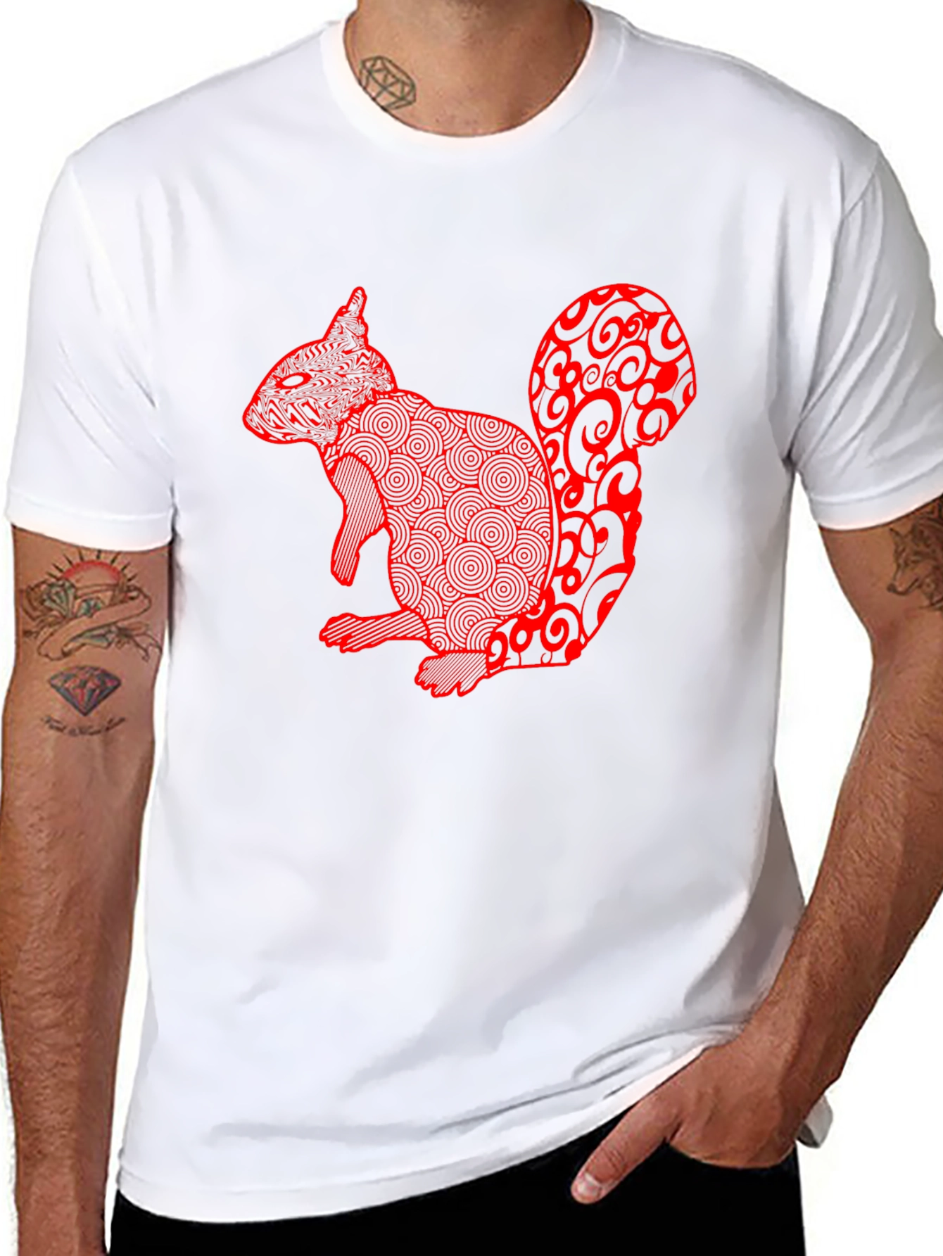 Squirrel Graphic Tee - Black Cotton Blend Casual Wear
