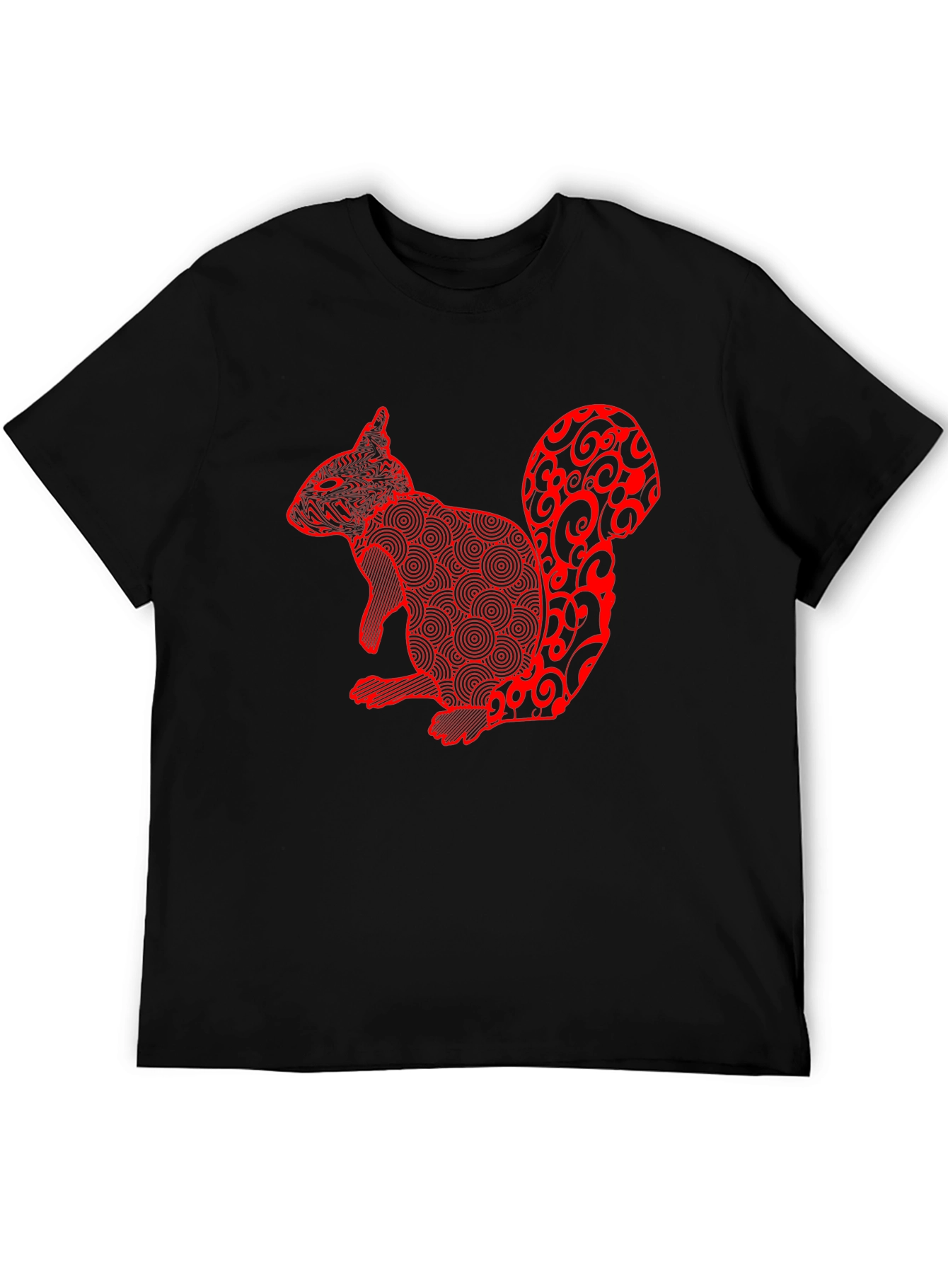 Squirrel Graphic Tee - Black Cotton Blend Casual Wear
