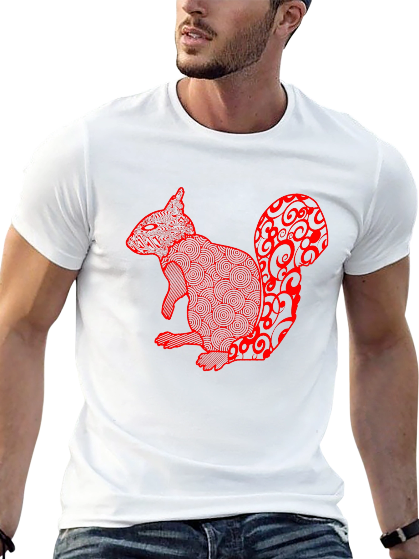 Squirrel Graphic Tee - Black Cotton Blend Casual Wear
