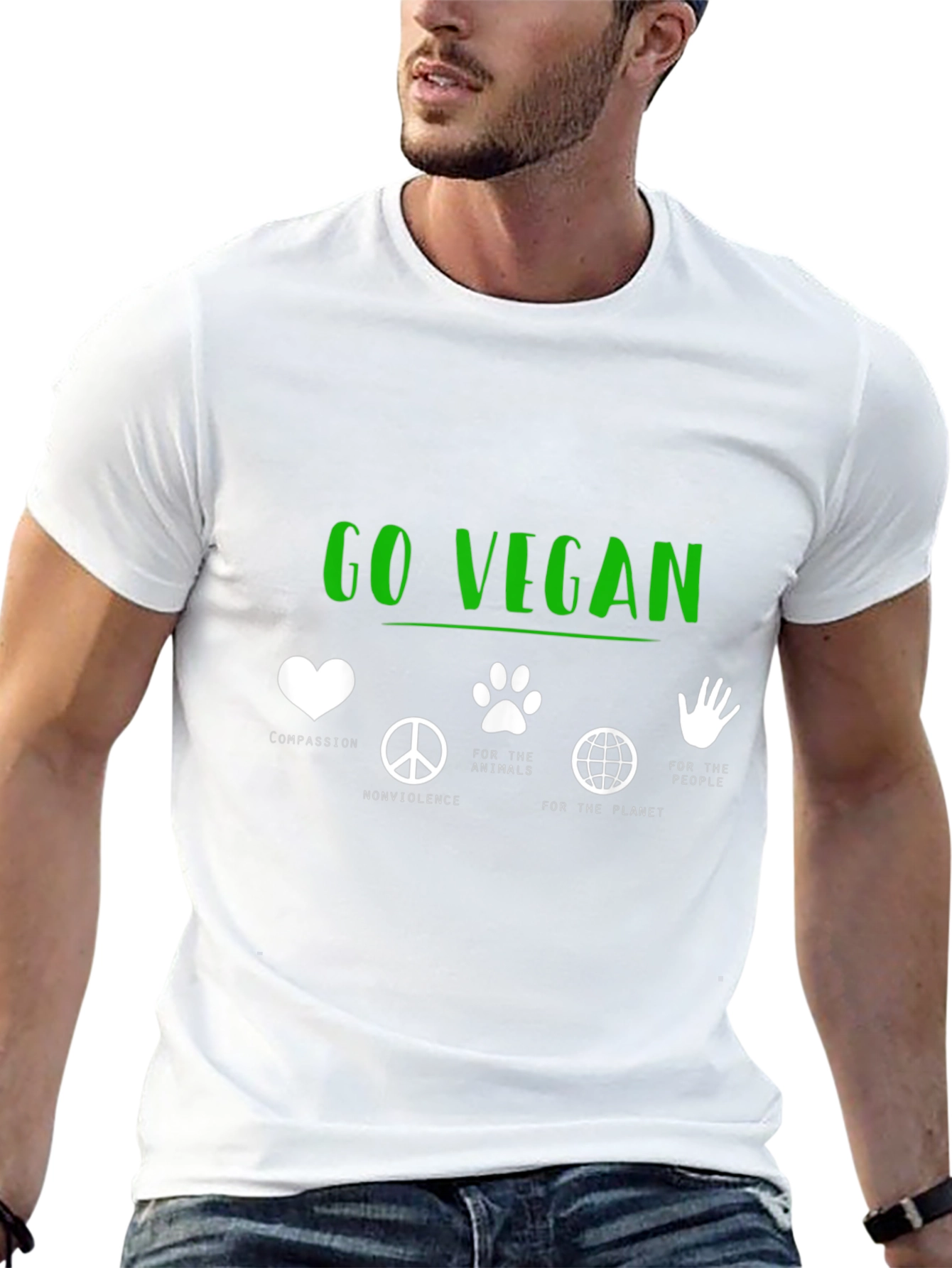 Go Vegan T-Shirt - Compassion Nonviolence Animals Planet People