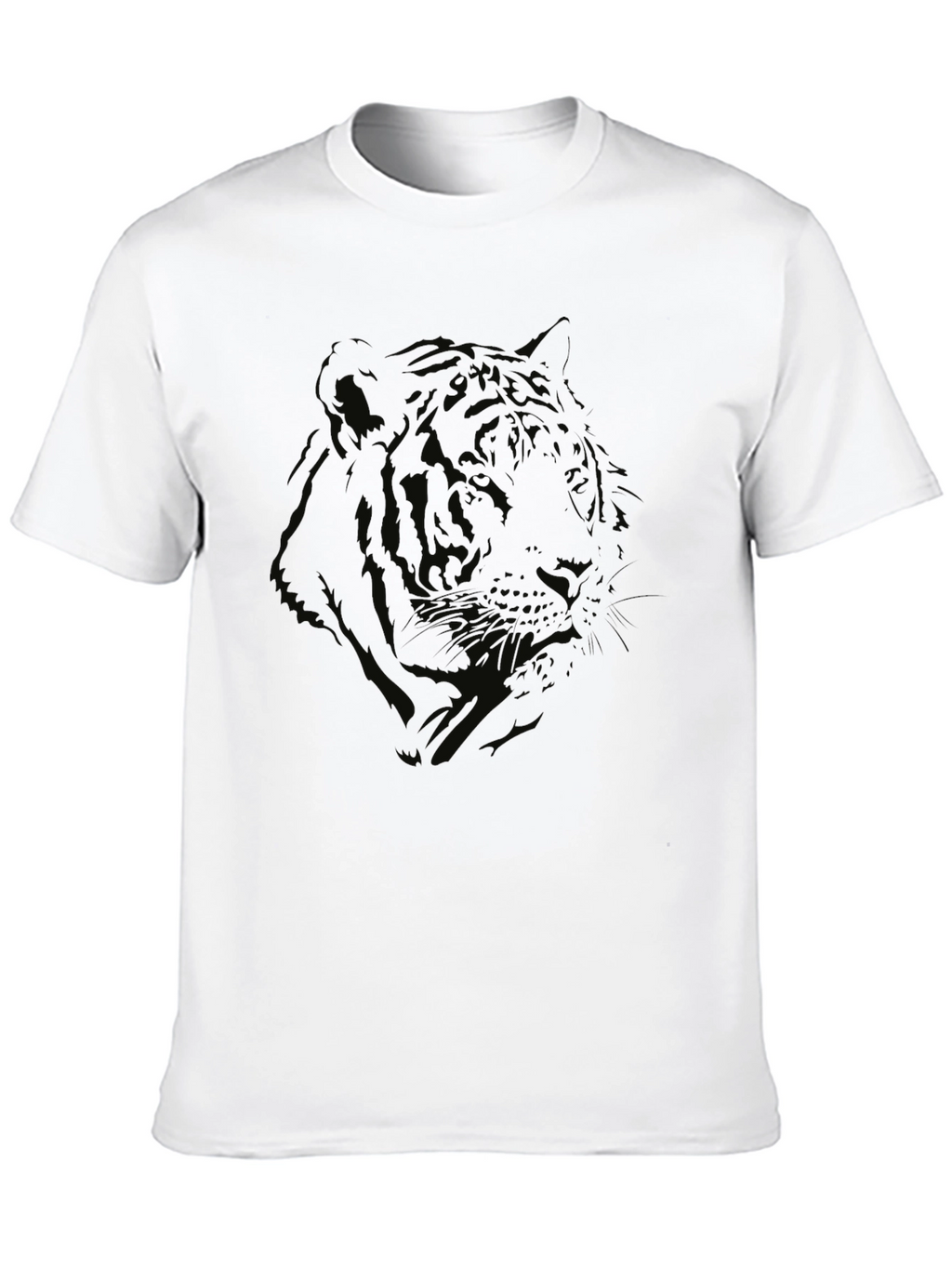 Mens Black Tiger Graphic Print Crew Neck T-Shirt