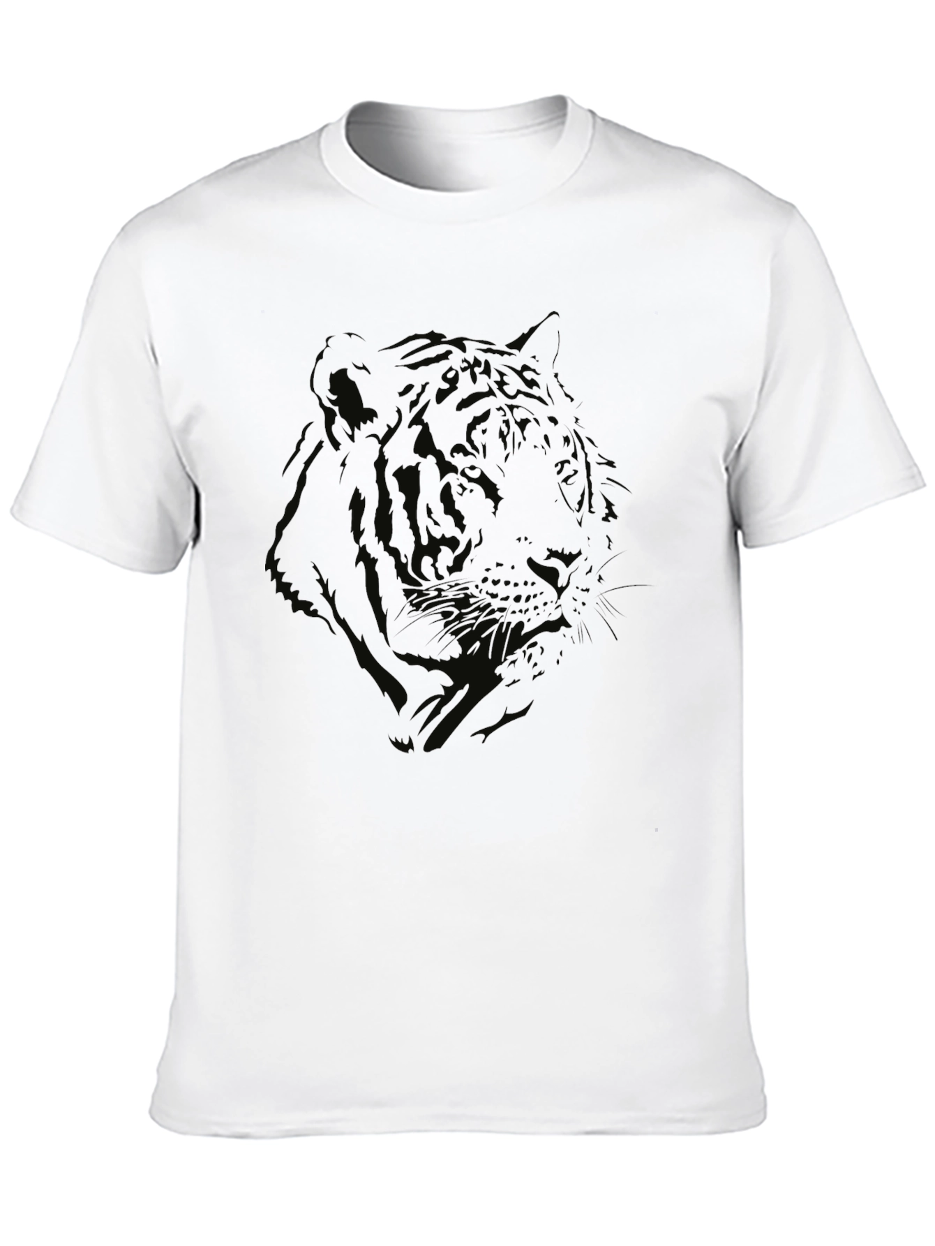 Mens Black Tiger Graphic Print Crew Neck T-Shirt
