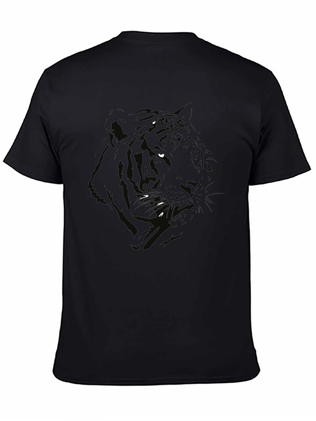 Mens Black Tiger Graphic Print Crew Neck T-Shirt