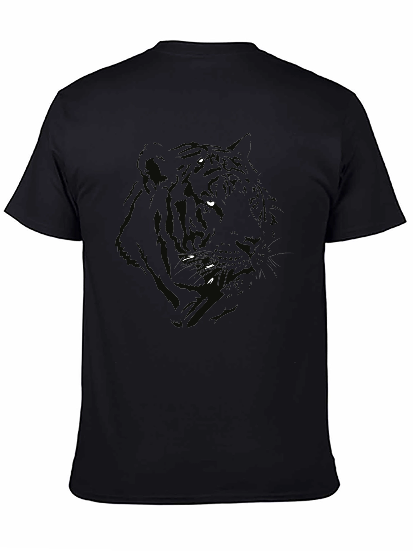 Mens Black Tiger Graphic Print Crew Neck T-Shirt