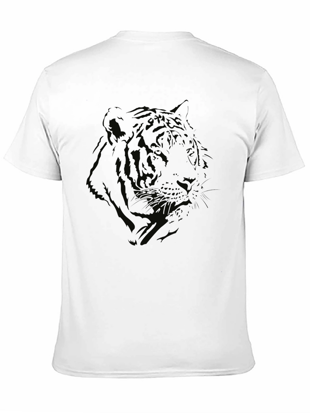 Mens Black Tiger Graphic Print Crew Neck T-Shirt