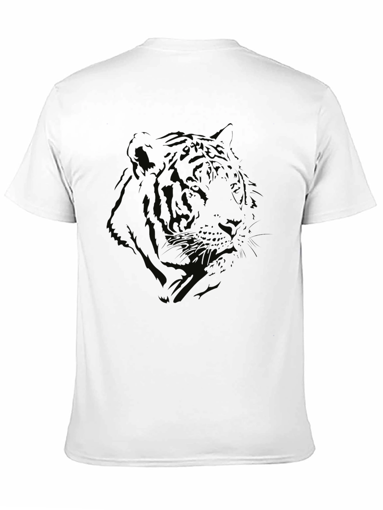 Mens Black Tiger Graphic Print Crew Neck T-Shirt