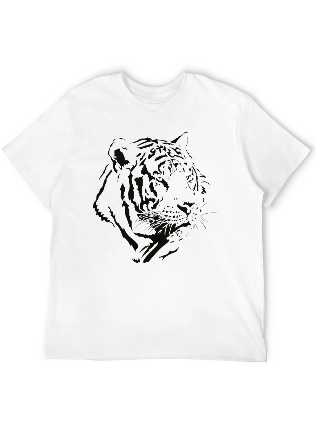 Mens Black Tiger Graphic Print Crew Neck T-Shirt