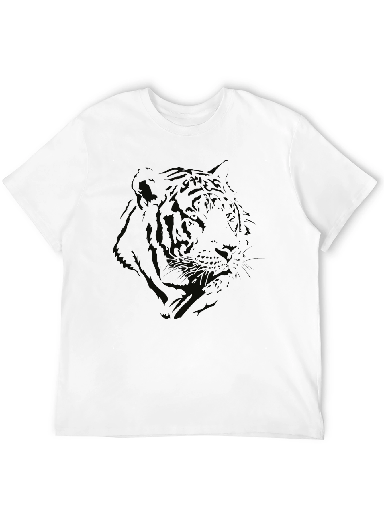 Mens Black Tiger Graphic Print Crew Neck T-Shirt