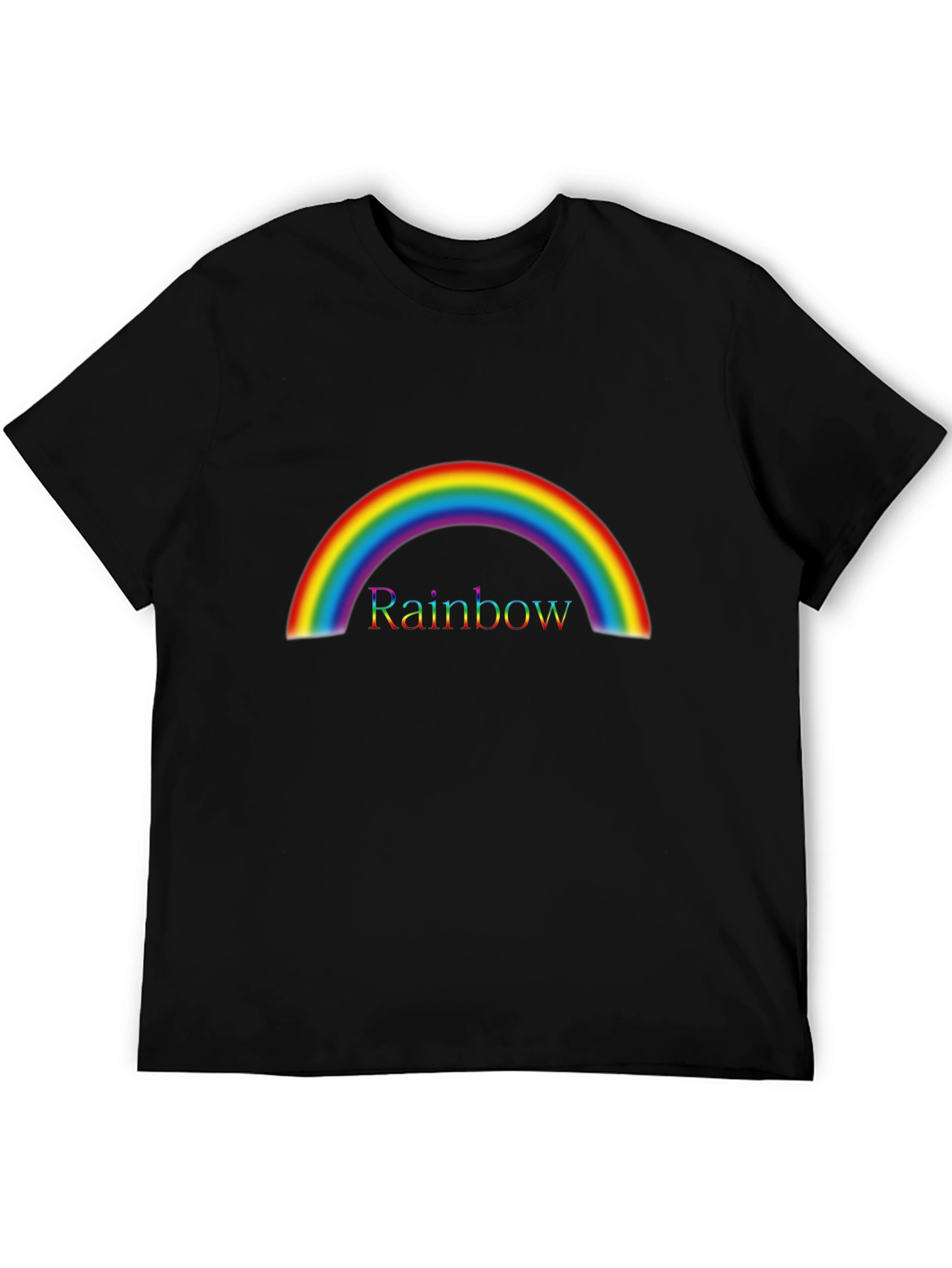 Rainbow Graphic Tee - Colorful Arc Design - Black