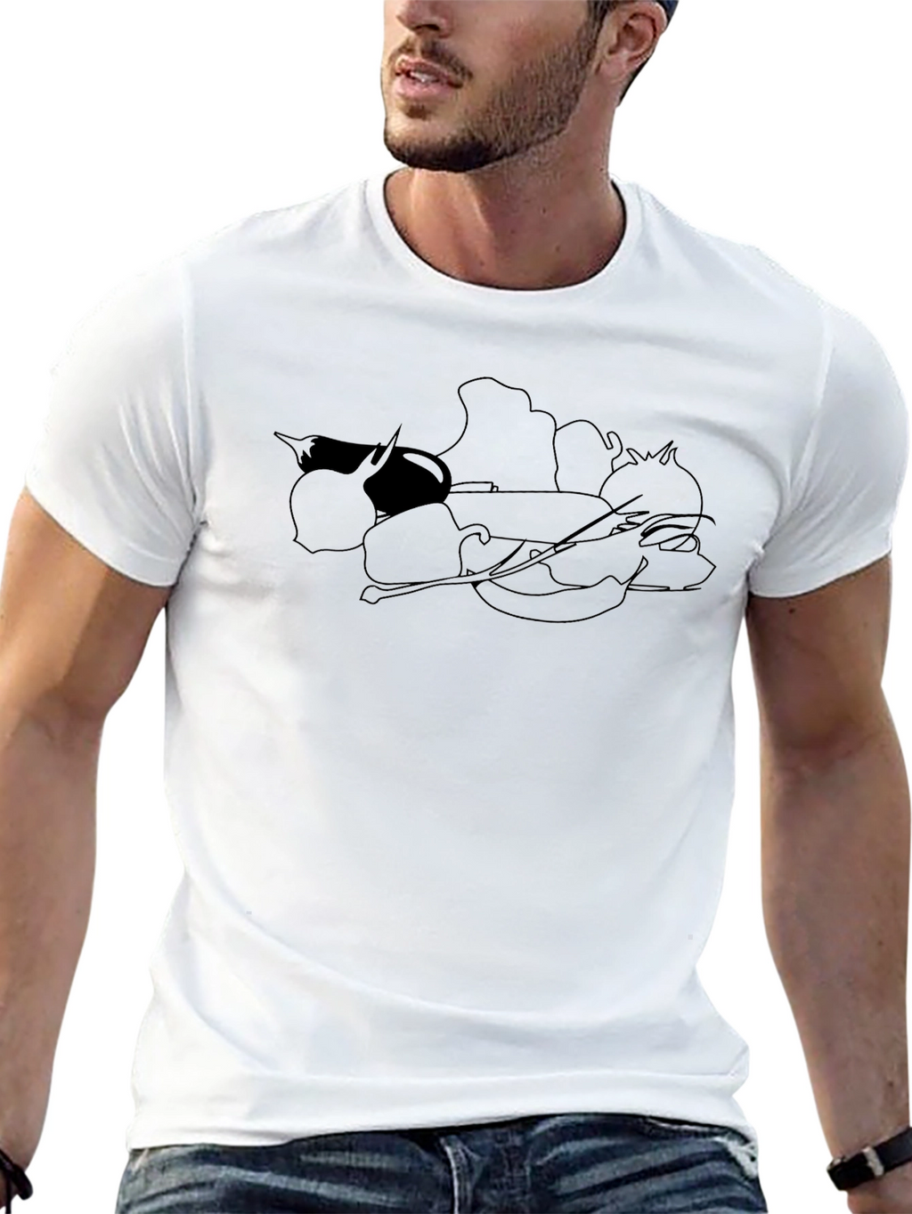 Vegetable Sketch Black T-Shirt