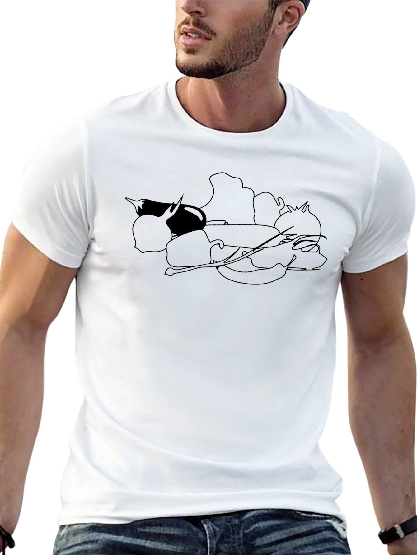 Vegetable Sketch Black T-Shirt