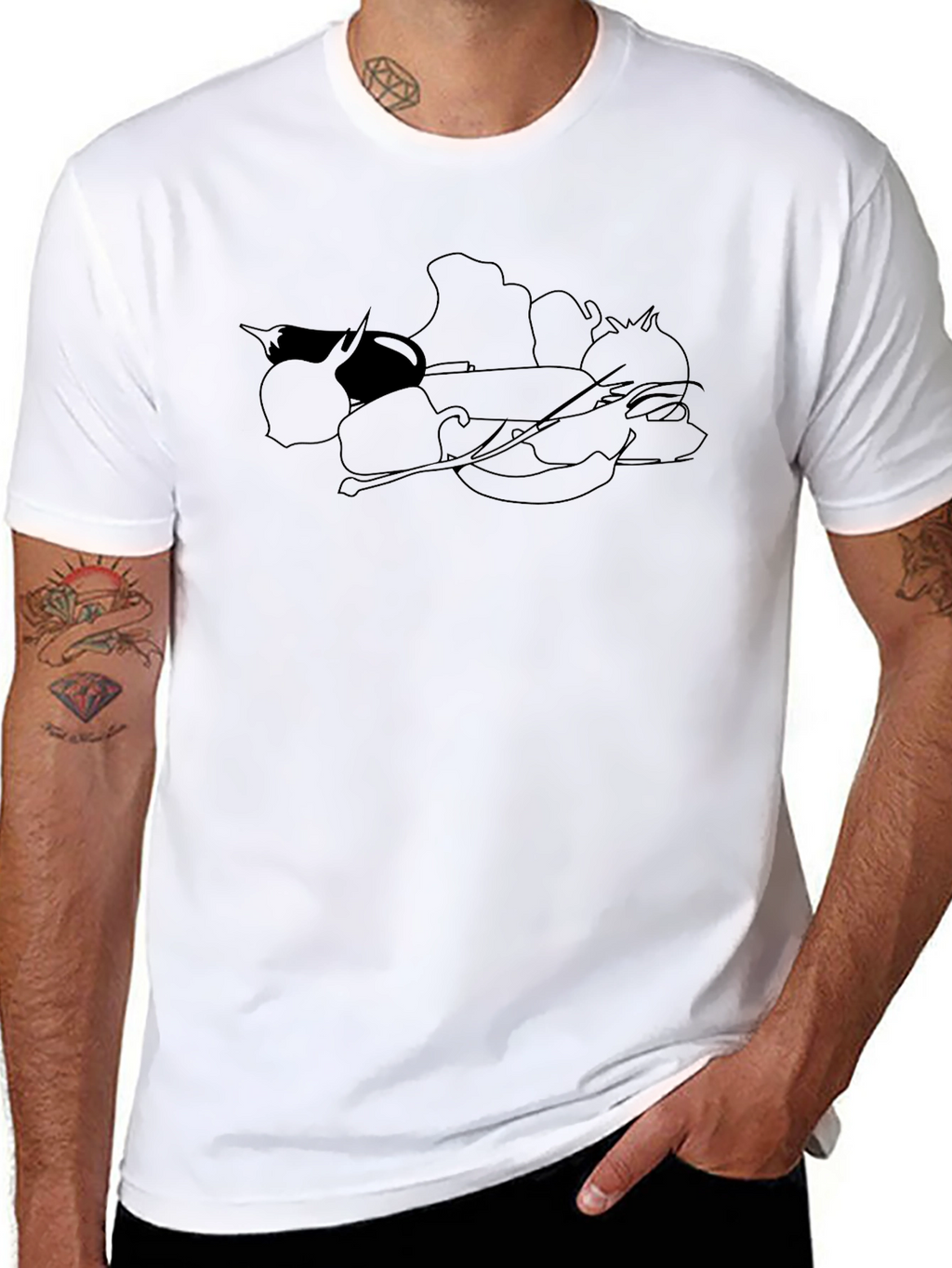 Vegetable Sketch Black T-Shirt