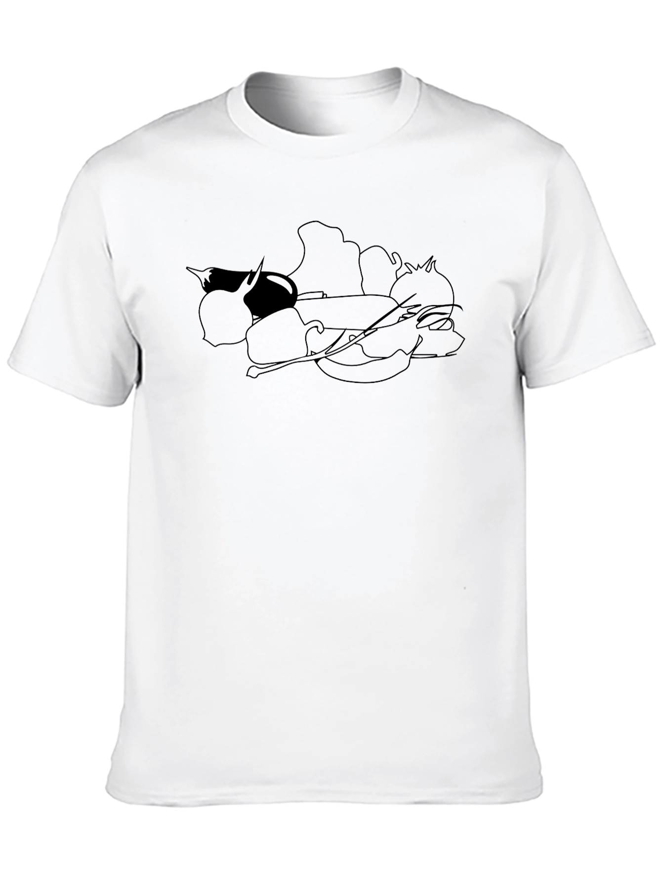 Vegetable Sketch Black T-Shirt
