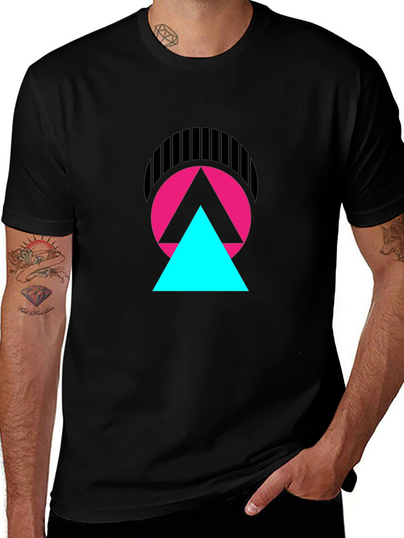 Abstract Geometric Graphic T-Shirt - Modern Design