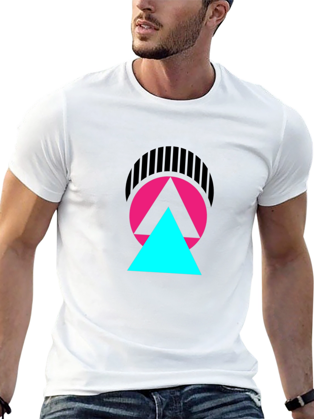 Abstract Geometric Graphic T-Shirt - Modern Design