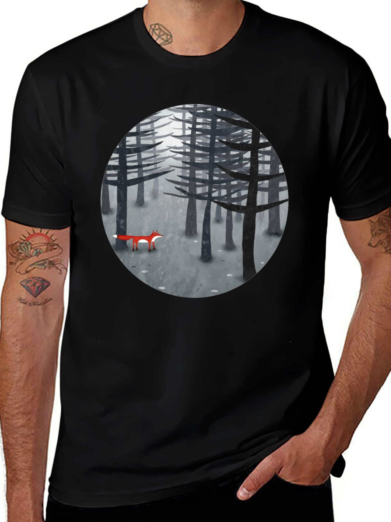 Fox in Woods Graphic T-Shirt