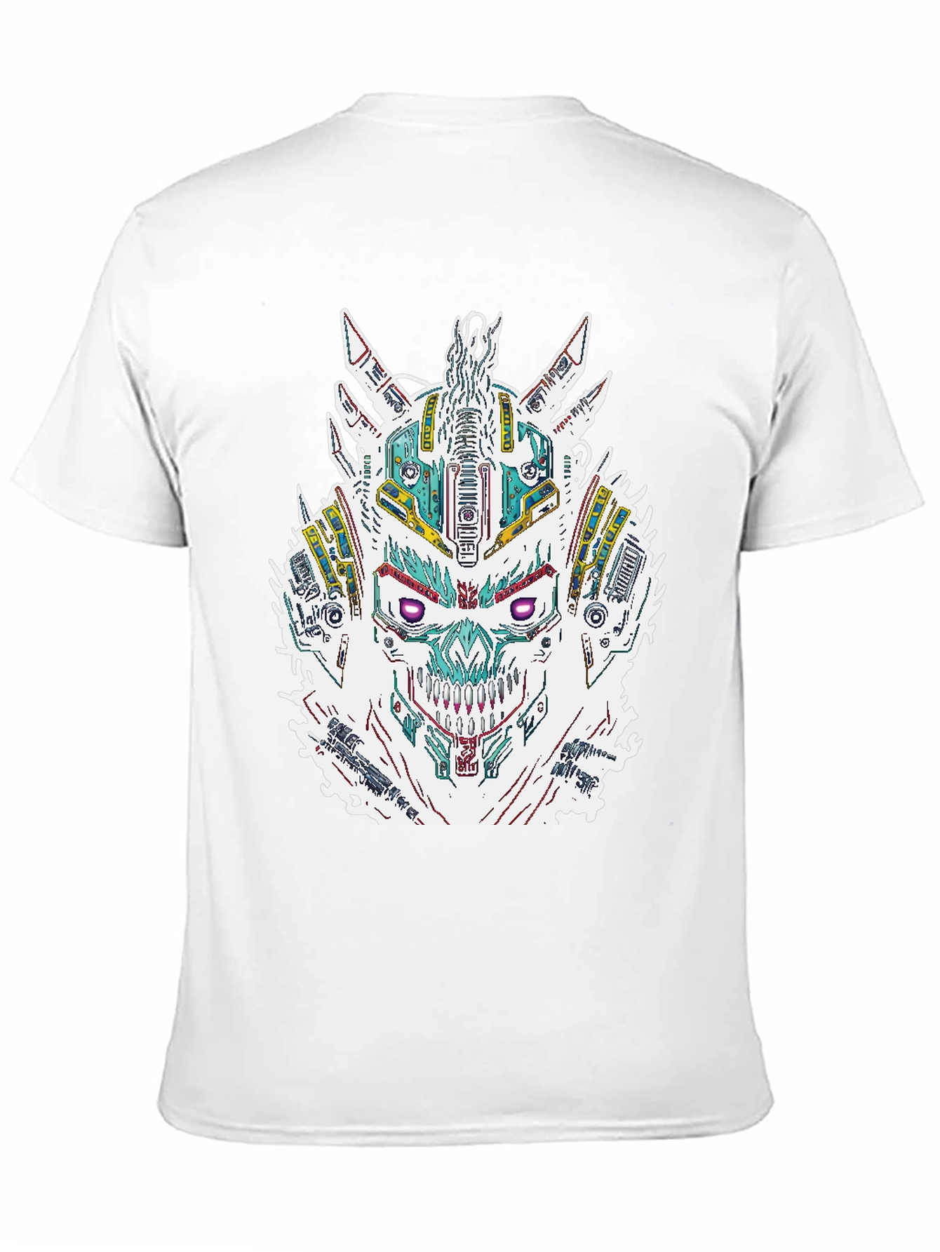 Cyberpunk Skull Graphic Print Black T-Shirt