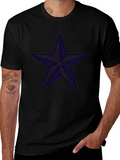 Black T-Shirt with Navy Star Print