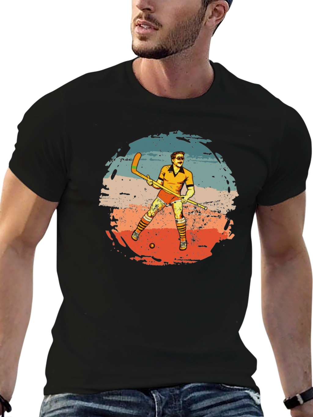 Retro Hockey Player Graphic Tee