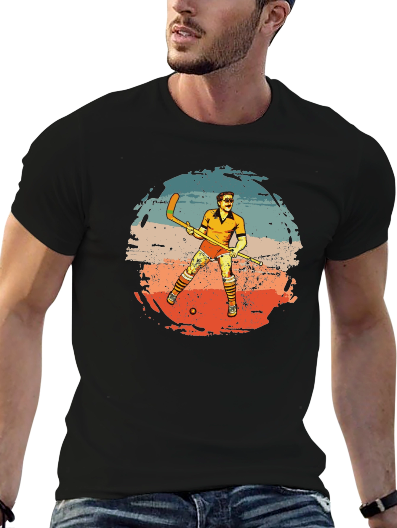Retro Hockey Player Graphic Tee