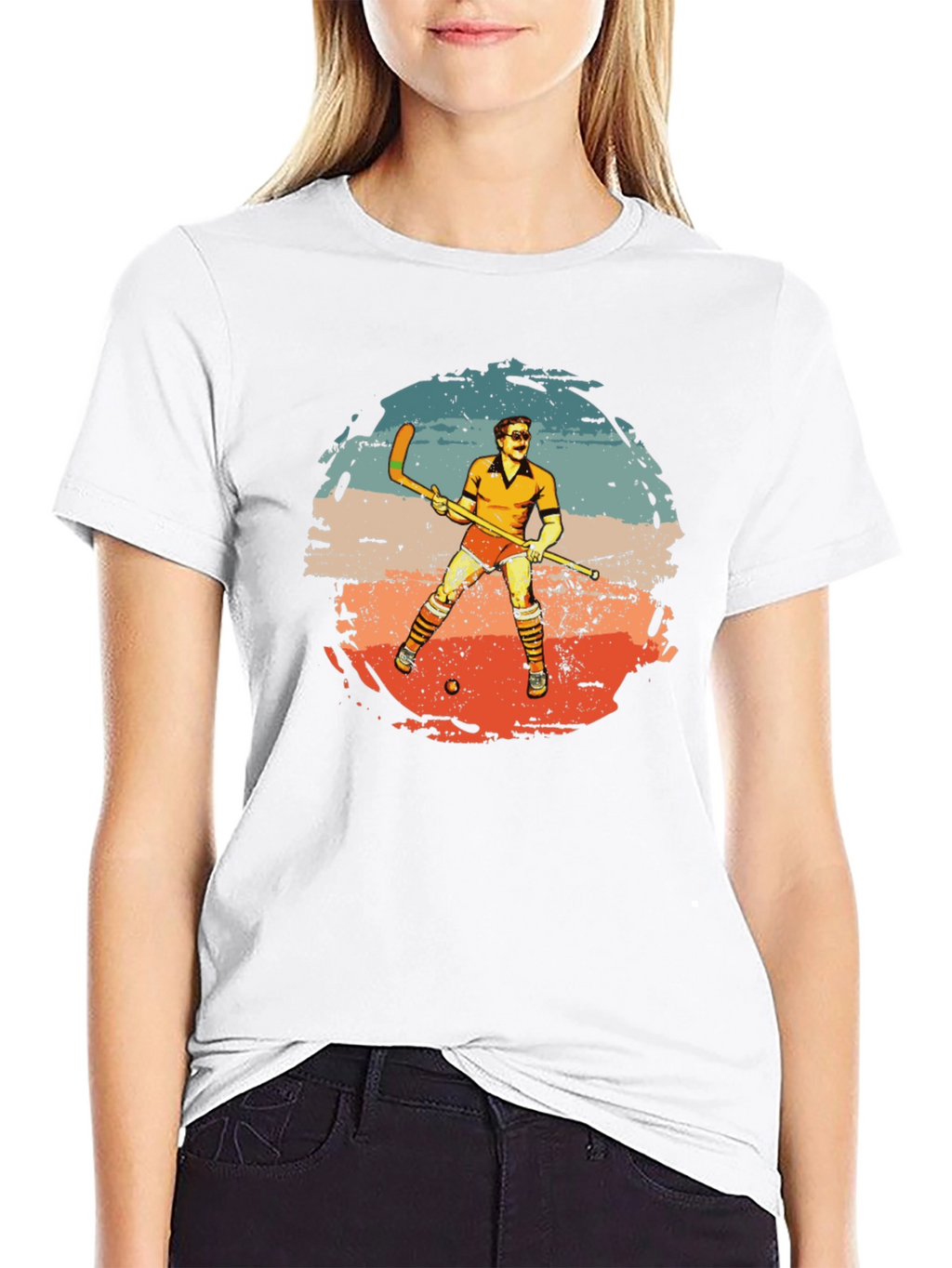 Retro Hockey Player Graphic Tee