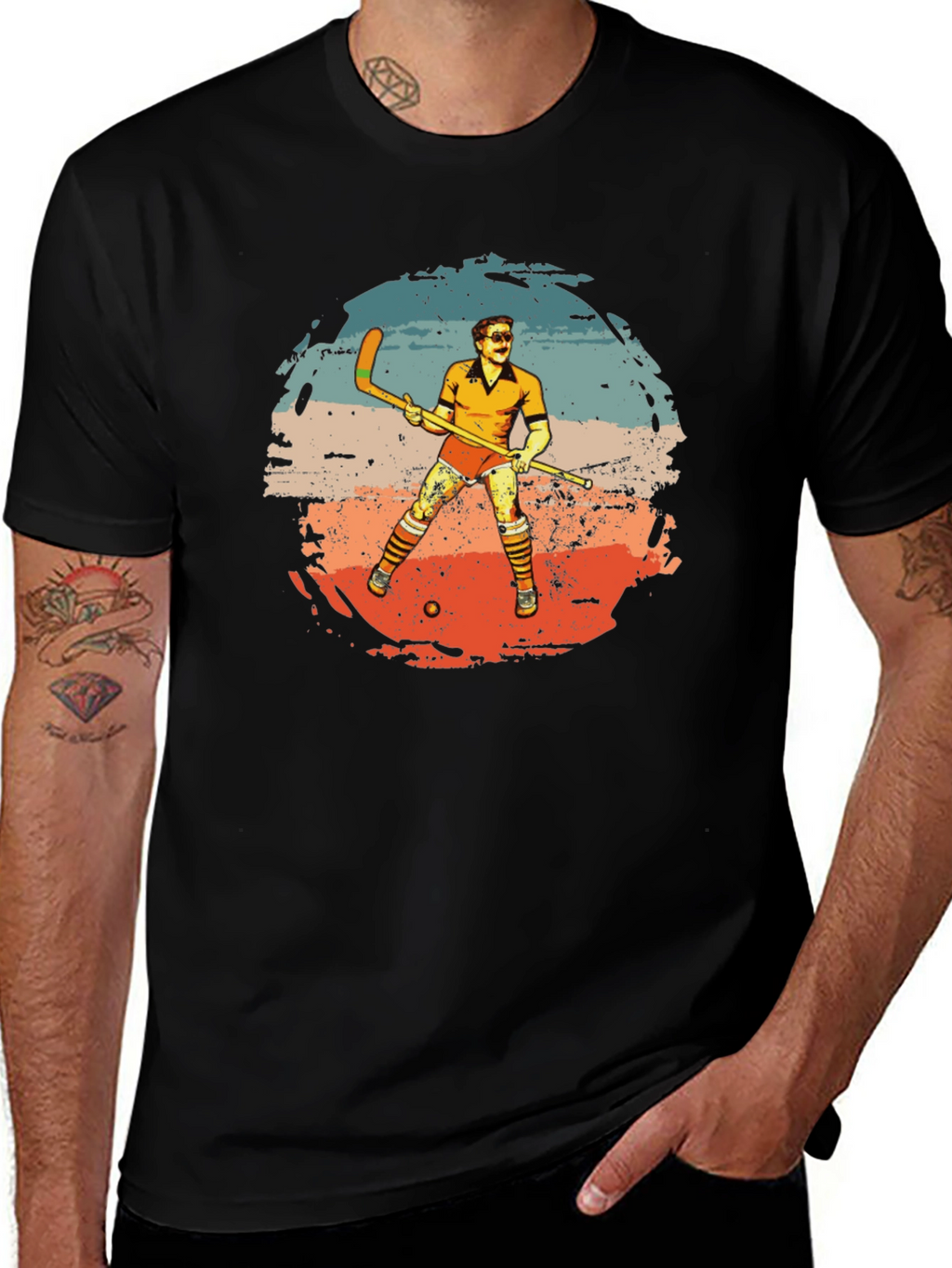 Retro Hockey Player Graphic Tee