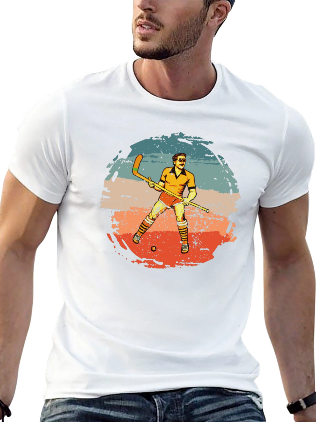 Retro Hockey Player Graphic Tee