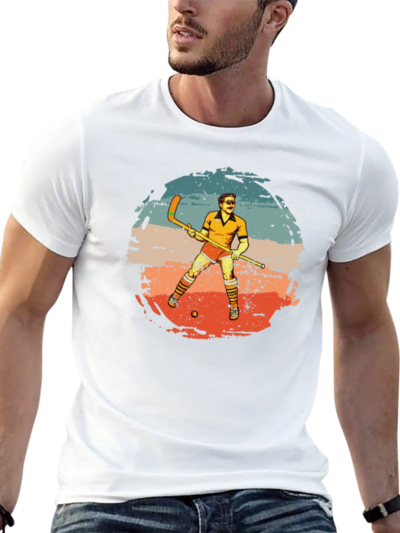 Retro Hockey Player Graphic Tee