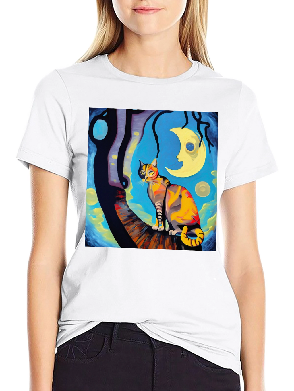 Starry Night Cat T-Shirt
