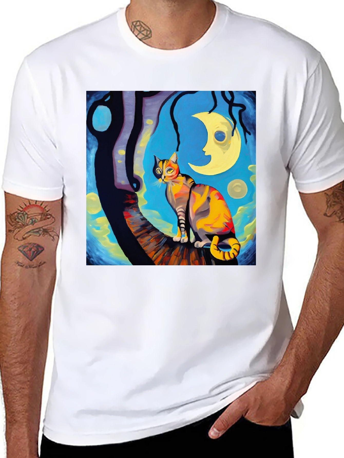 Starry Night Cat T-Shirt