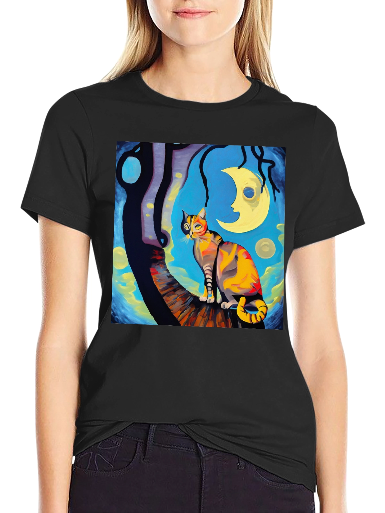 Starry Night Cat T-Shirt