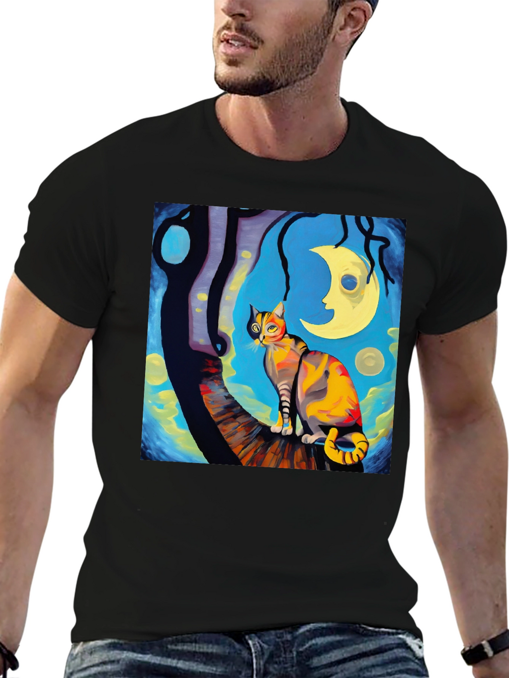 Starry Night Cat T-Shirt