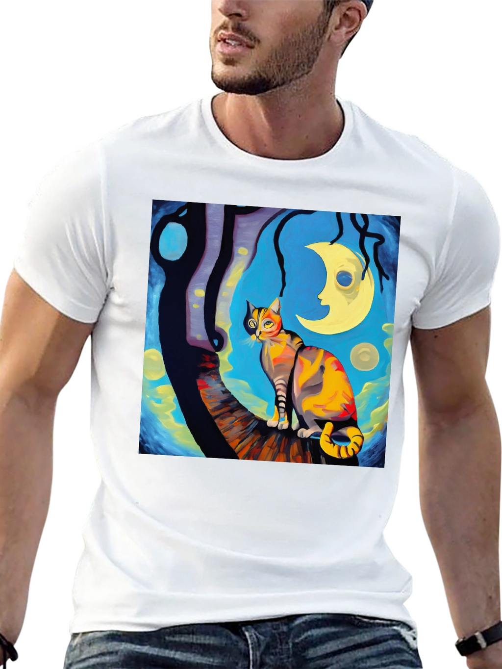 Starry Night Cat T-Shirt