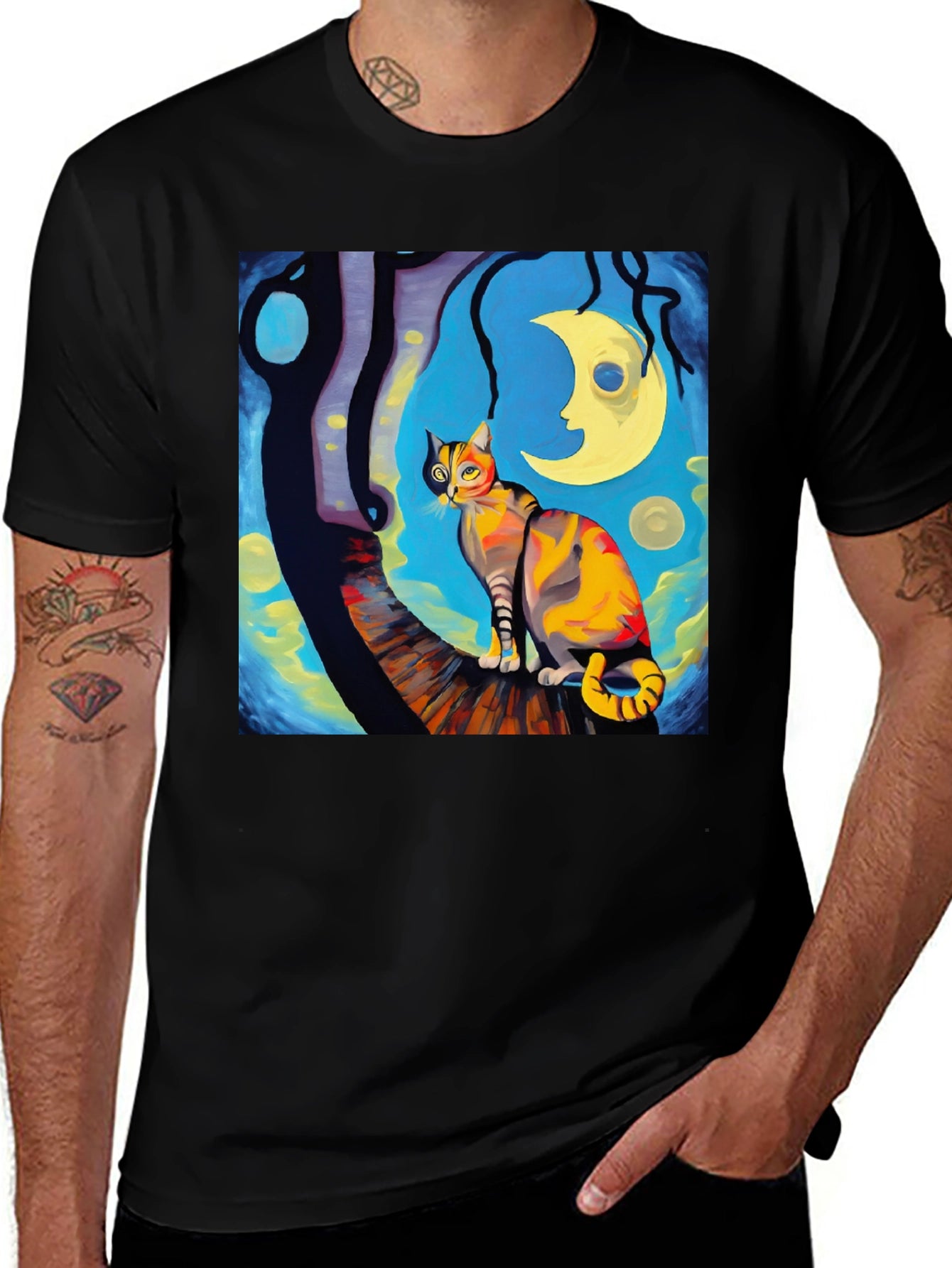 Starry Night Cat T-Shirt