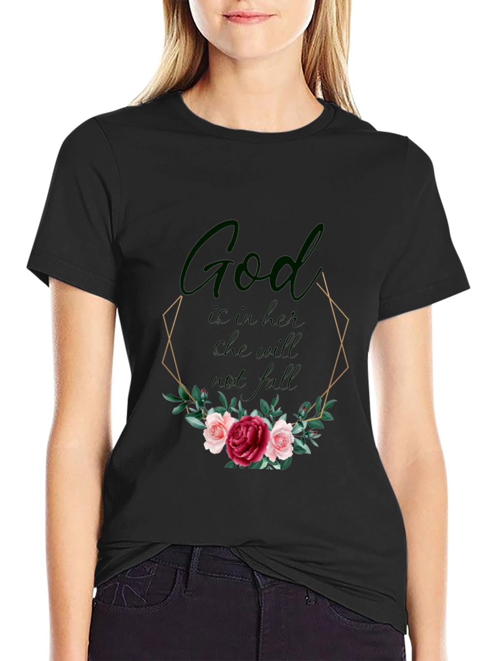 God Is In Her Tee - Floral Design