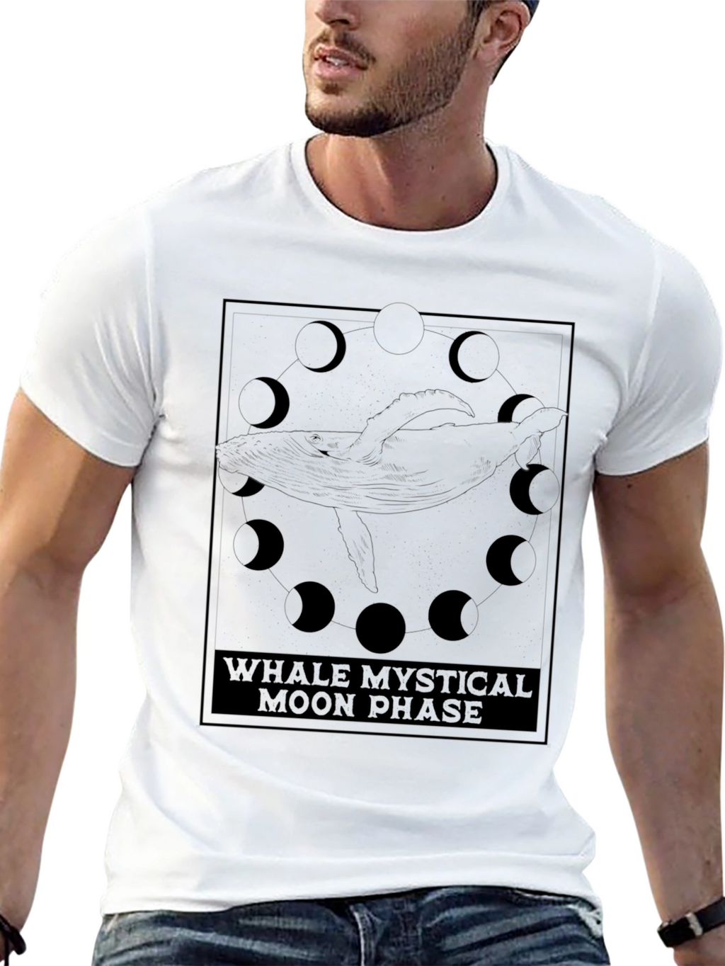 Whale Mystical Moon Phase T-Shirt