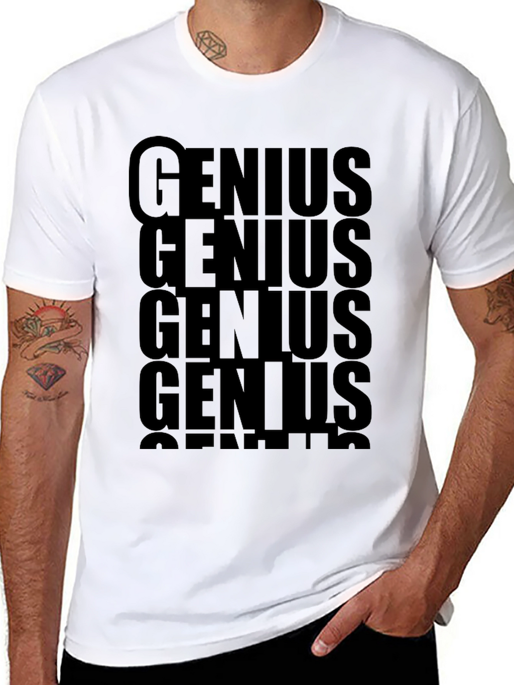 Genius Text Graphic T-Shirt - Bold Black Tee