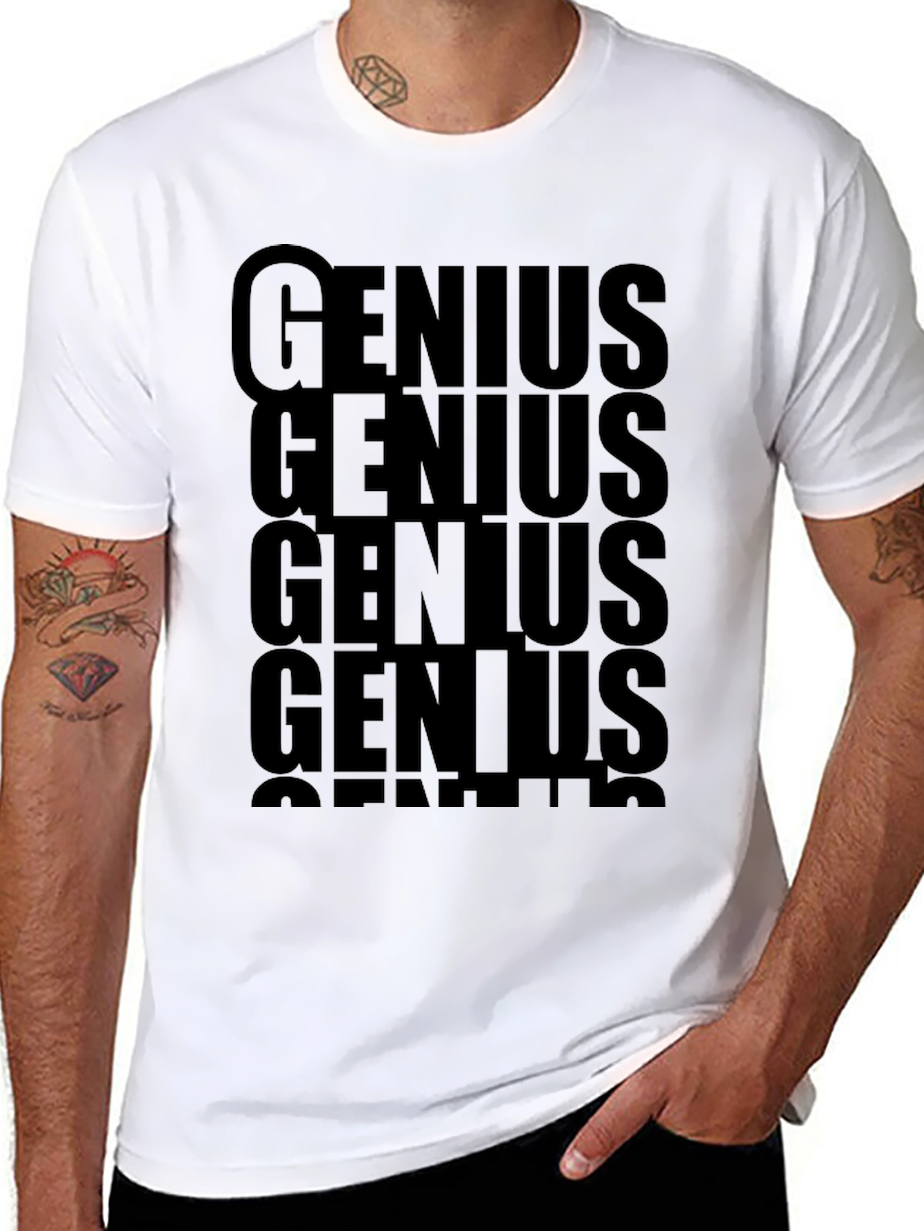 Genius Text Graphic T-Shirt - Bold Black Tee