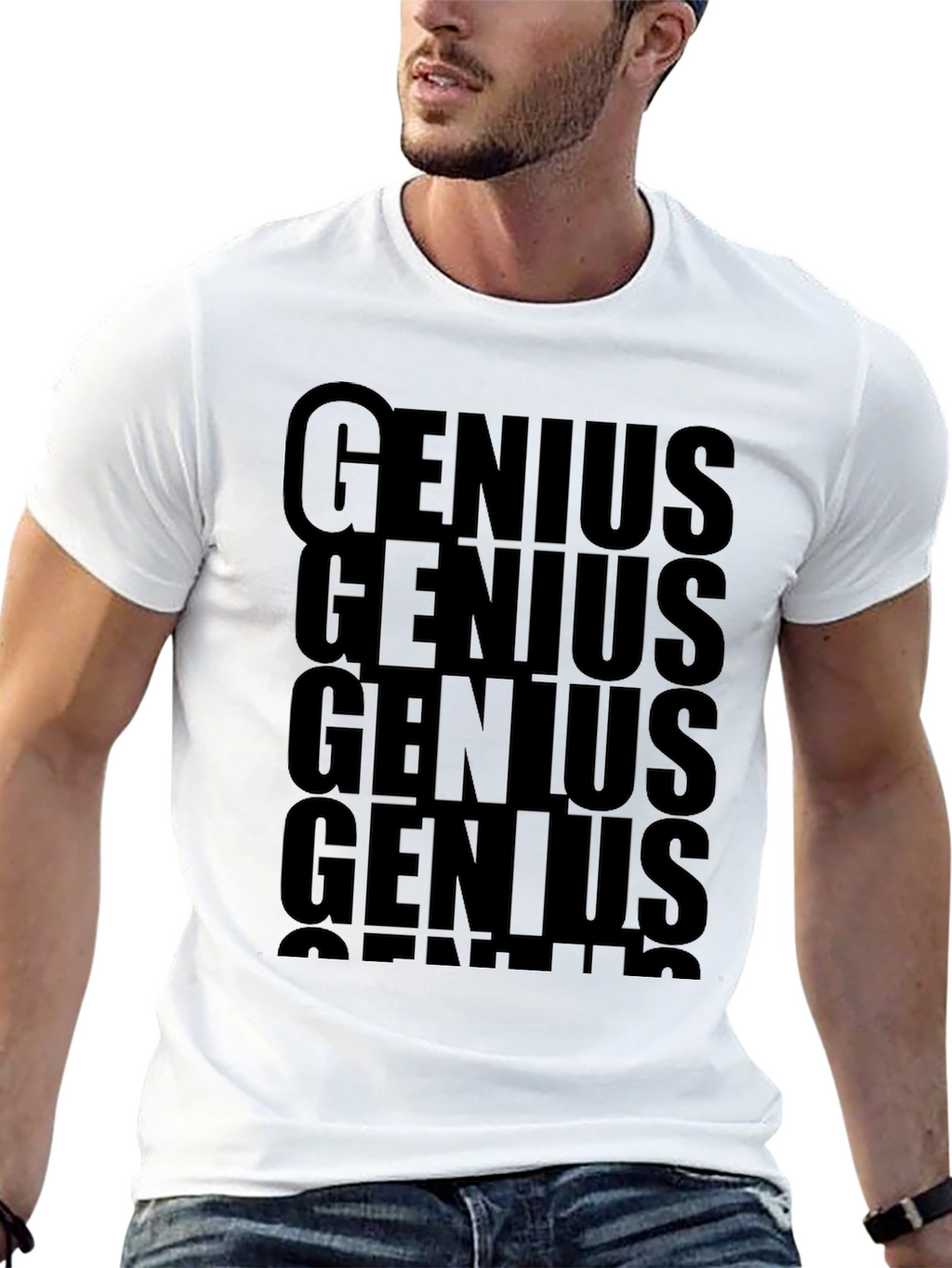 Genius Text Graphic T-Shirt - Bold Black Tee