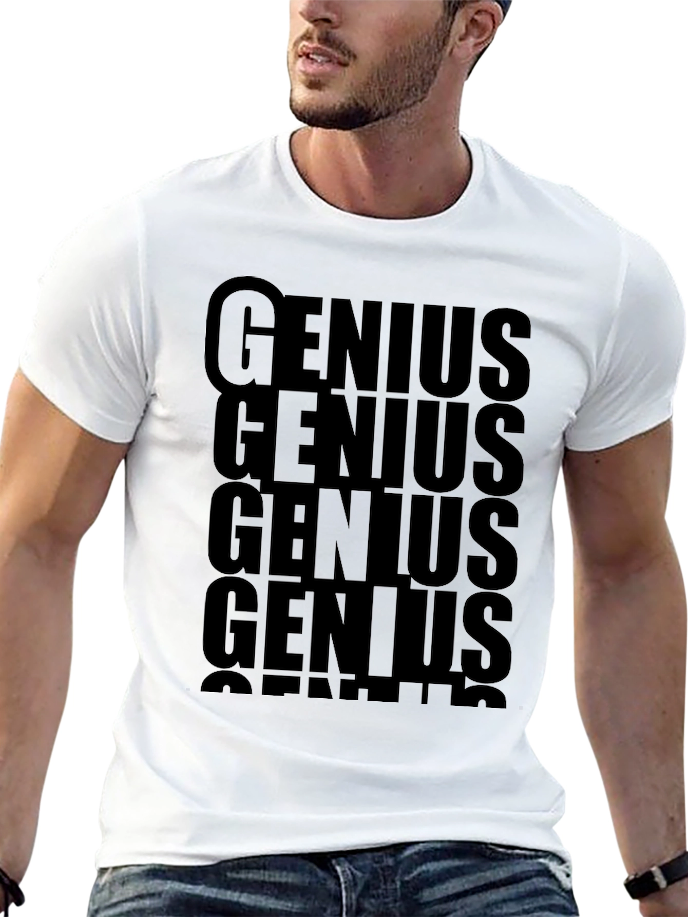 Genius Text Graphic T-Shirt - Bold Black Tee