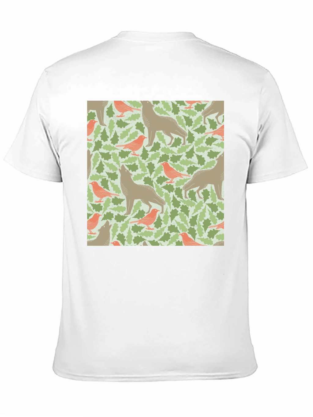 Wolf and Bird Pattern T-Shirt