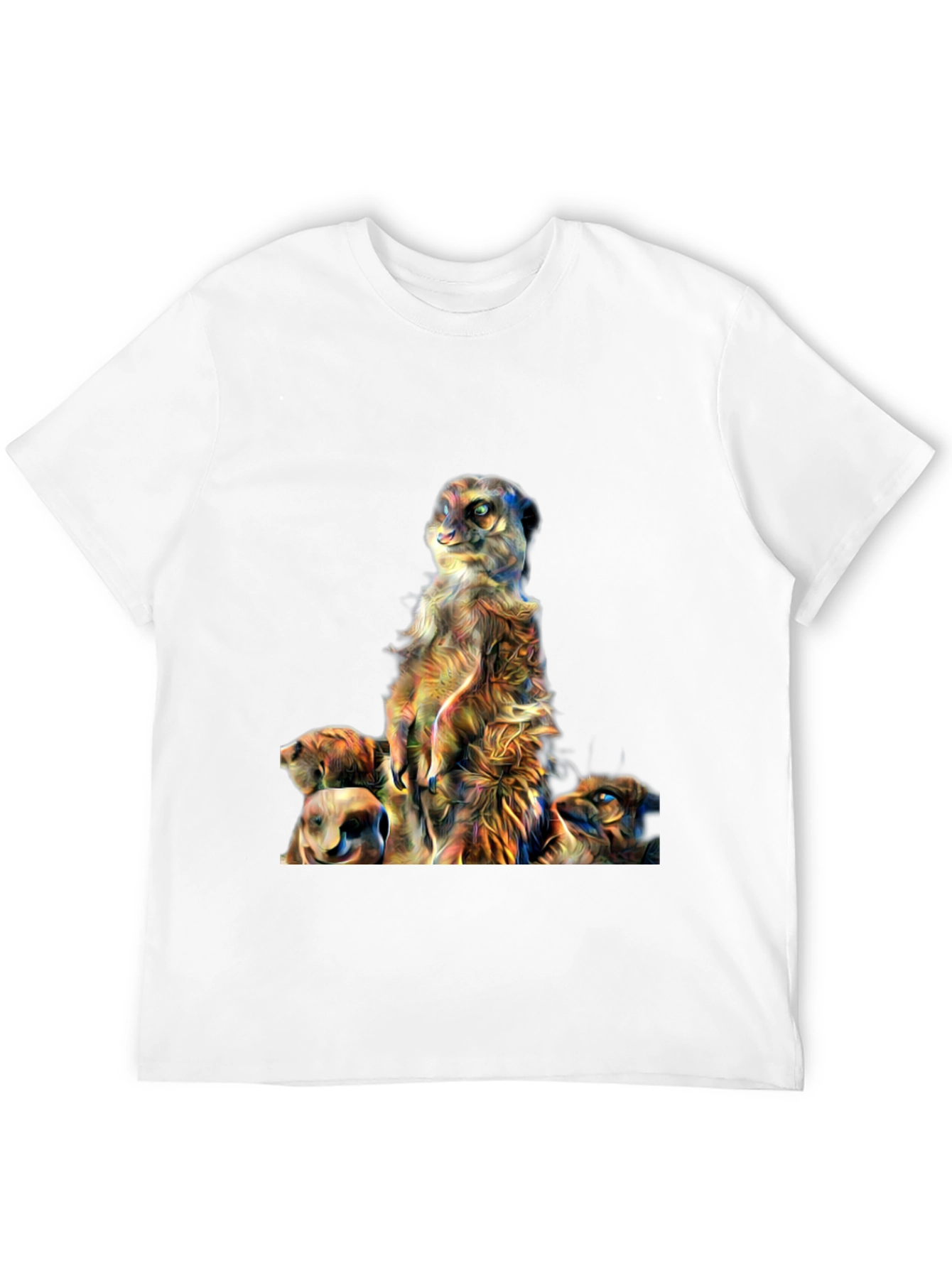 Meerkat Family Art Print Mens Black T-Shirt