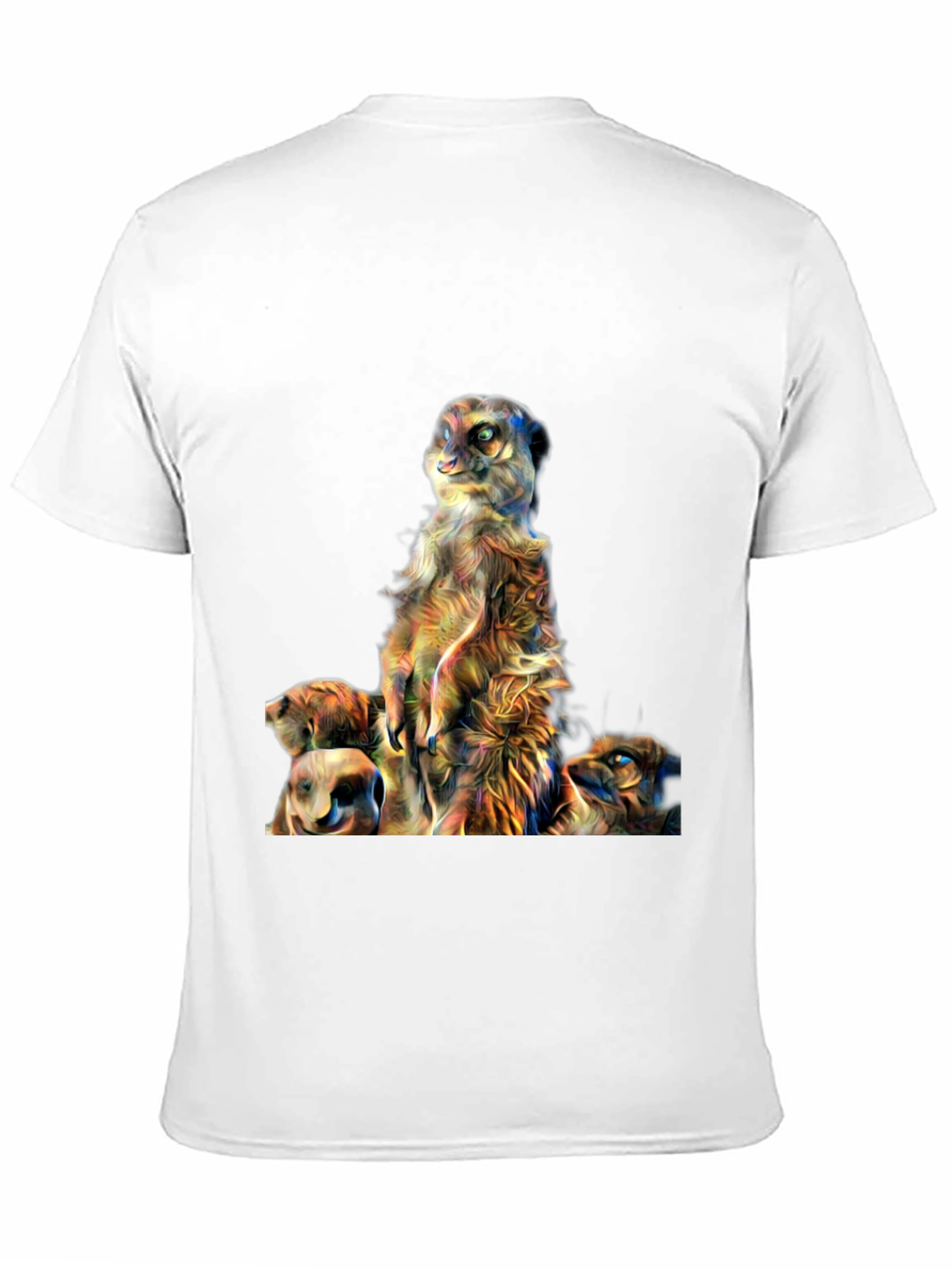 Meerkat Family Art Print Mens Black T-Shirt