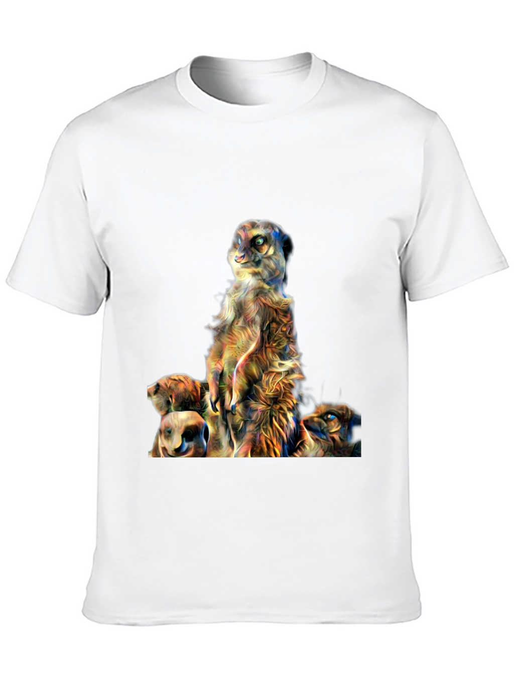 Meerkat Family Art Print Mens Black T-Shirt